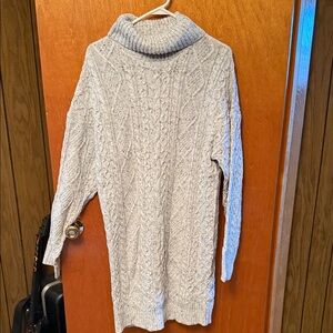 Gilli white/gray/black Cable Knit Turtleneck sweater Dress
